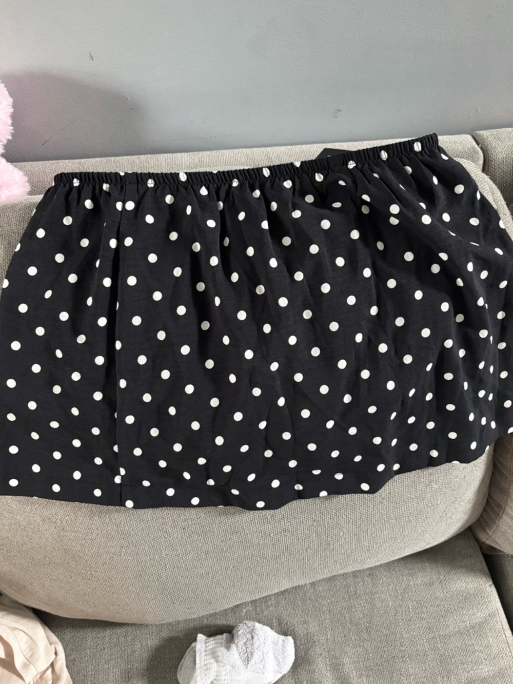 Black and White Polka Dot Elastic Waist Squirt.